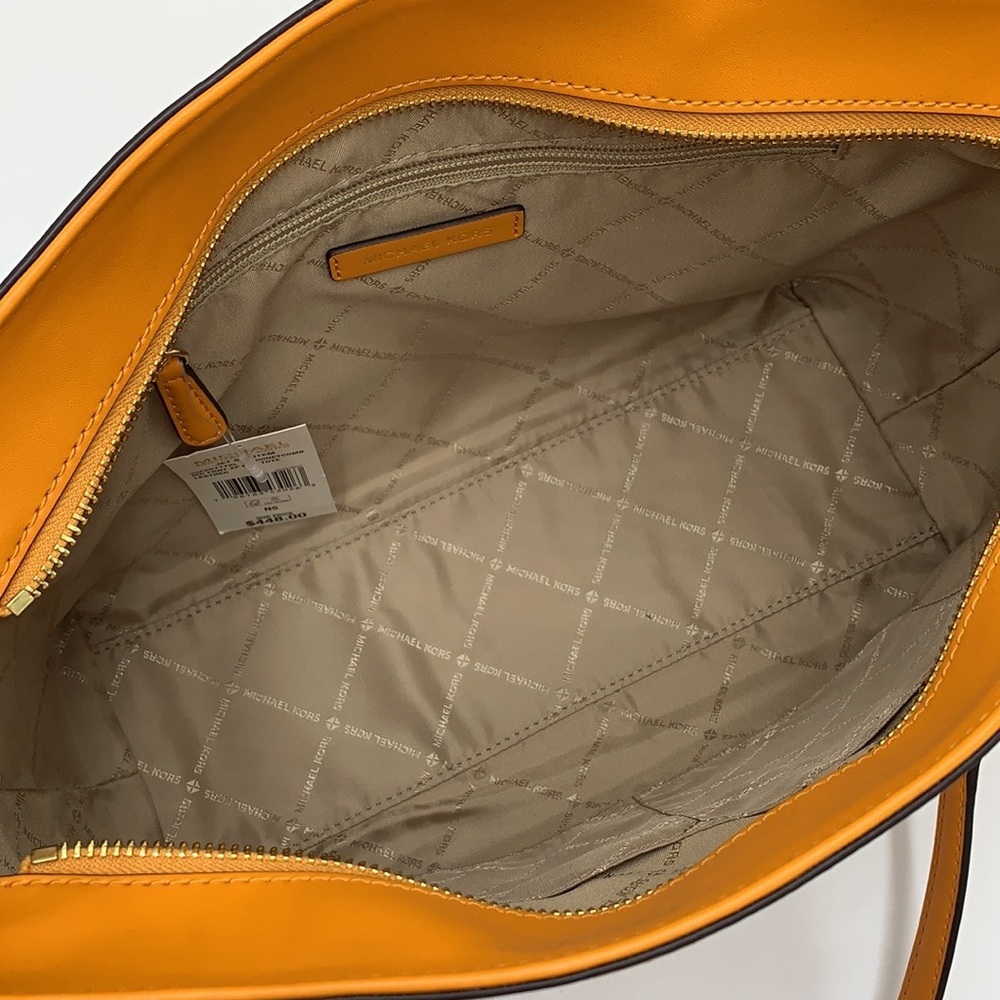 MICHAEL KORS JET SET ITEM MEDIUM FRONT ZIP POCKET CHAIN TOTE BAG HONEYCOMB COLOR - Picture 10 of 16